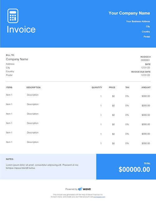 Invoice template preview